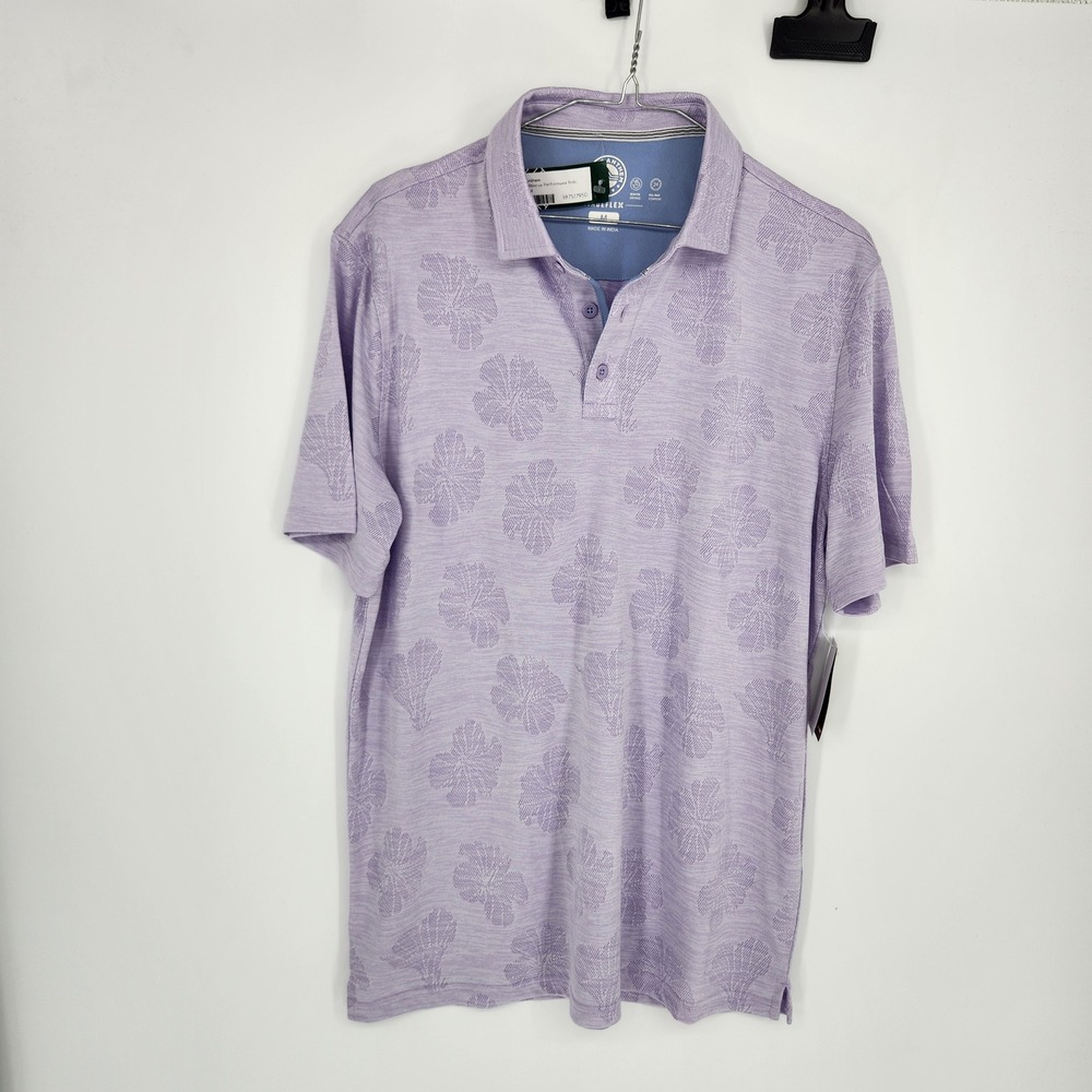 Flag & Anthem Arnold Hibiscus Performance Polo Purple Mens M Madeflex NEW
